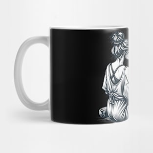 Just a Girl Who Loves Yoga-Girl with Mat and Messy Bun Mug